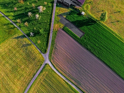 平原和道路的鸟瞰图
